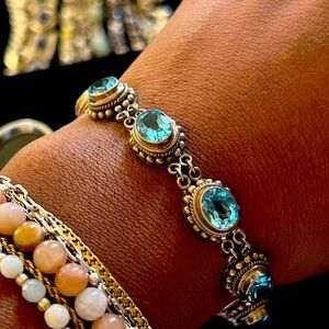 Sterling Silver & Aqua bracelet